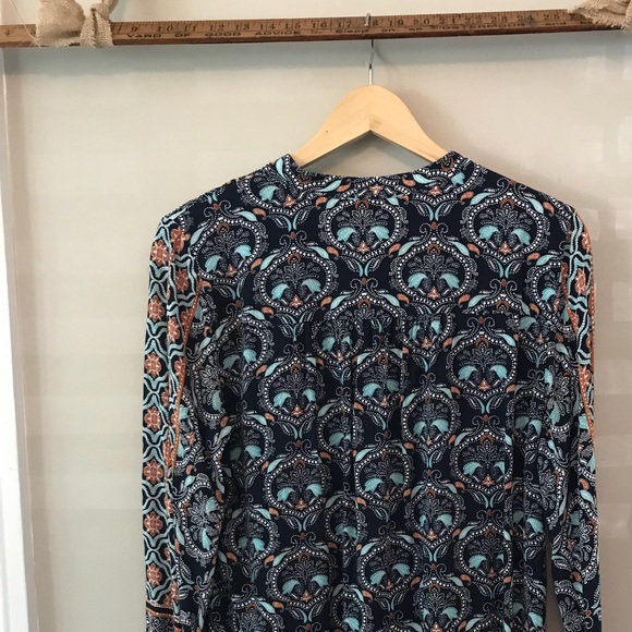 Unique LOFT bohemian top long-sleeve floral - Picture 4 of 6